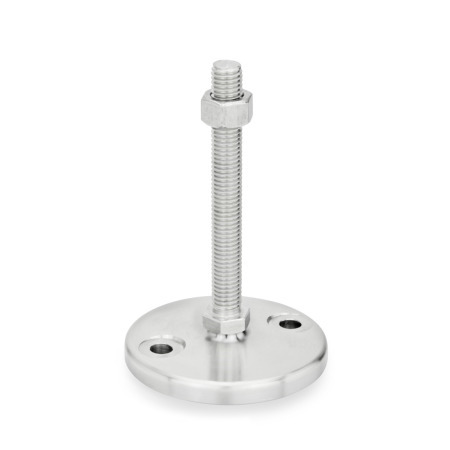 Piedini di livellamento GN 23: Acciaio INOX, con piastra di base tornita, con fori di montaggio