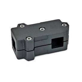 GN 193 T-Angle Connector Clamps, Aluminum d<sub>1</sub> / s<sub>1</sub>: V - Square<br />d<sub>2</sub> / s<sub>2</sub>: V - Square<br />Finish: SW - Black, RAL 9005, textured finish
