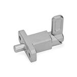 Stainless Steel Spring Latches with Flange for Surface Mounting, Right-Angled to the Plunger Pin