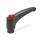 GN 603.1 Adjustable Hand Levers, Plastic, Bushing Stainless Steel Color (Releasing button): DRT - Red, RAL 3000, shiny finish