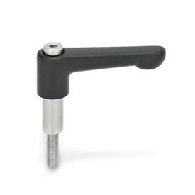 GN 311 Adjustable Hand Levers, Zinc Die Casting, Threaded Insert Stainless Steel, for Shaft Collars 