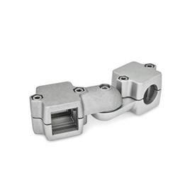 GN 289 Swivel Clamp Connector Joints, with Two-Part Clamp Pieces Finish: BL - Plain finish, Blasted, matt