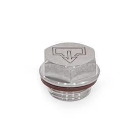 GN 742.5 Threaded Plugs, Stainless Steel Type: A - With DIN drain symbol