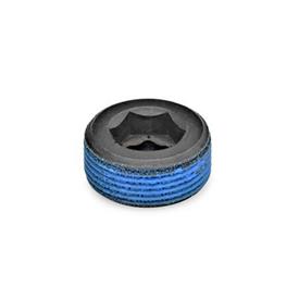 GN 252 Blanking Plugs, Steel Type: PRB - With thread coating (polyamide allround coating)