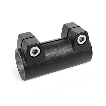 GN 242 Tube Connectors, Aluminum Finish: SW - Black, RAL 9005, textured finish