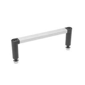 GN 423 U-Handles, for 19“ Rack and Enclosure Layout Type: B - Mounting from the operator's side<br />Finish: ELS - Anodized, natural color / Handle shanks black, matte