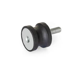 GN 356 Rubber Buffers, Steel Type: ES - With internal thread / threaded stud