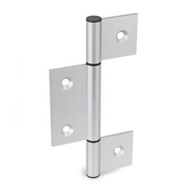 GN 2295 Charnières, pour profilés en aluminium/éléments de panneau, en trois parties Type: I - ailettes de charnière intérieures<br />Codage: C - avec trous fraisés<br />l<sub>2</sub>: 165 / 335