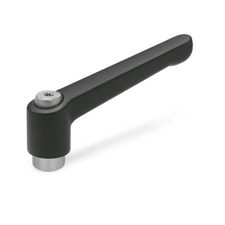 Adjustable Hand Levers GN 300.1: Zinc Die Casting, Insert Stainless Steel, with Internal Thread / Reamed Hole