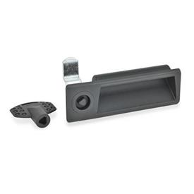 GN 731.2 Latches with Gripping Tray, with Latch Arm Steel, Operation with Socket Key or Key Type: DK - With triangular spindle (DK6,5)<br />Identification no.: 1 - Operation in the illustrated position, at the top left