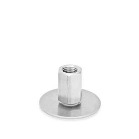 GN 41 Leveling Feet, Stainless Steel Type (Base): D0 - Without rubber pad<br />Version (Screw): X - External hex with internal thread