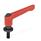 GN 307 Maniglie a ripresa, lega di zinco pressofusa, inserto acciaio, con perni filettati, con dischi di centraggio Color: RS - rosso, RAL 3000, finitura testurizzata
