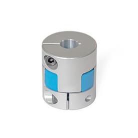 GN 2240 Elastomer Jaw Couplings with Clamping Hub Bore code: B - Without keyway<br />Hardness: BS - 80 Shore A, blue