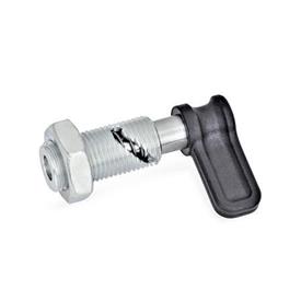 GN 712.1 Cam Action Indexing Plunger, Plunger Pin Retracted Type: RK - With rest position, with lock nut