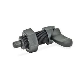 GN 672 Cam Action Indexing Plungers, with Plastic Guide Material: ST - Steel<br />Type: AK - With lock nut
