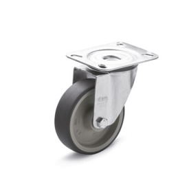 GN 22872 Medium Duty Casters, Wheel Tread Thermoplastic Elastomer, Wheel Core Polypropylene, Light Version Bearing type: G - Friction bearing<br />Type (bracket): L - Swivel bracket with mounting plate<br />Coding: L - Light version<br />Material (bracket): ST - Steel sheet metal