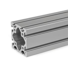 GN 10i Perfiles de aluminio, sistema modular-i, con ranuras abiertas en todos los lados, perfil tipo pesado Tamaño del perfil: I-80808S<br />Acabado: N - Anodizado, color natural