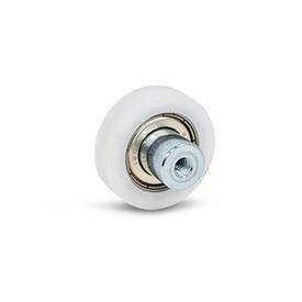 GN 753.1 Guide Rollers, Plastic, with Ball Bearing Type: ZL - Cylindrical<br />Identification no.: 3 - Stud with internal thread