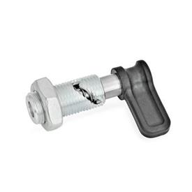 GN 712.1 Cam Action Indexing Plunger, Plunger Pin Retracted Type: SK - With safety-rest position, with lock nut