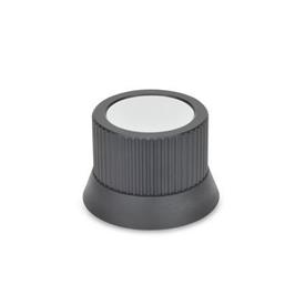 GN 726.2 Control Knobs, Aluminum, with Scale Ring Type: B - Neutral, without indicator point or scale<br />Identification no.: 2 - With collet