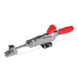 GN 850.2 Sauterelles en inox avec crochet de sécurité, pour action de traction Type: TT - avec axe de tirage + cran d'arrêt + boulon de verrouillage à tête en T<br />Matériau: NI - Inox