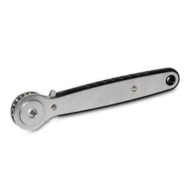 GN 318 Stainless Steel Ratchet Spanners with Through Hole / Blind Hole Type: A - Ratchet insert with through hole<br />Insert: K