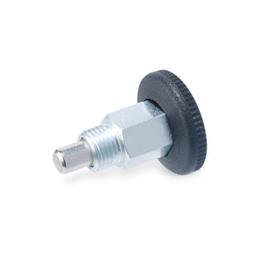 GN 822.1 Mini Indexing Plungers, Open Indexing Mechanism Type: B - Without rest position<br />Material: ST - Steel