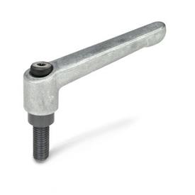 GN 300 Adjustable Hand Levers, Zinc Die Casting, with Threaded Stud Steel Blackened Color: RH - Uncoated