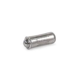 GN 614.7 Stainless Steel Spring Plungers, Press-Fit Type, Long Version, with Ball 