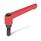 GN 300 Adjustable Hand Levers, Zinc Die Casting, with Threaded Stud Steel Blackened Color: RS - Red, RAL 3000, textured finish