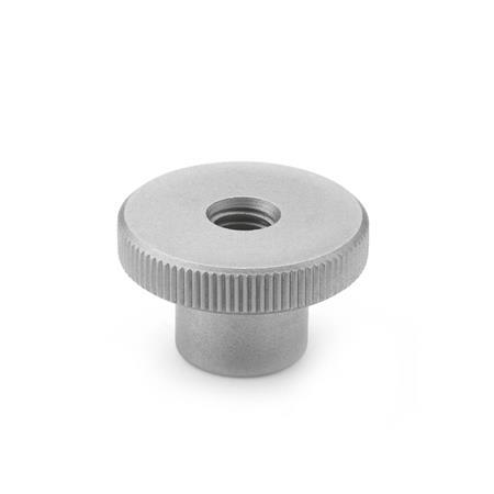 Ghiere di ritegno zigrinate in acciaio INOX DIN 466: Acciaio INOX, tipo alto