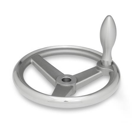 GN 950.6 Edelstahl-Handräder Bohrungskennzeichnung: B - ohne Nabennut
Form: F - mit festem Griff