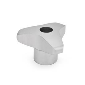 GN 5345 Three-Lobed Knobs, Stainless Steel Three AISI 303 Type: D - With threaded through bore