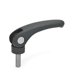 GN 926.1 Clamping Levers with Eccentrical Cam, Plastic, Threaded Stud Stainless Steel Type: B - With fixed contact plate