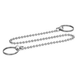 GN 111 Ball Chains, Brass, with Two Key Rings 