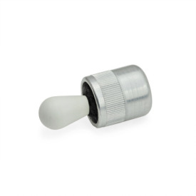 GN 715 Posicionadores con empujador lateral, tipo de montaje a presión Tipo: KB - Pasador de presión de plástico, con junta