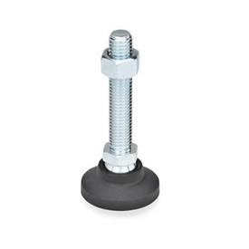 GN 343.4 Leveling Feet, Foot Plastic, Threaded Stud Steel Type: A - Without rubber pad