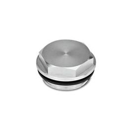 GN 741 Threaded Plugs with and without Symbols, Aluminum, Resistant up to 100 °C Type: OS - Neutral, plain finish<br />Identification no.: 1 - Without vent hole