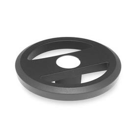 GN 9234 Handräder, Aluminium, kunststoffbeschichtet, für Lineareinheiten Form: A - ohne Griff<br />Oberfläche: SW - schwarz, RAL 9005, strukturmatt<br />d<sub>2</sub>: 125...160 - Speichenhandrad