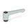 GN 302 Flache verstellbare Klemmhebel, Zink-Druckguss, Einsatz Stahl brüniert, mit Innengewinde / Passbohrung Farbe: SR - silber, RAL 9006, strukturmatt