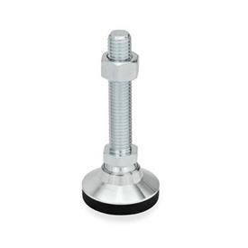 GN 343.2 Leveling Feet, Steel, with Threaded Stud Type: KR - With plastic cap, non-gliding