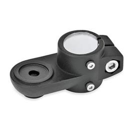 GN 274.1 Swivel Clamp Linear Actuator Connectors, Aluminum d1: G - with slide insert<br />Type: MZ - With centering step<br />Finish: SW - Black, RAL 9005, textured finish
