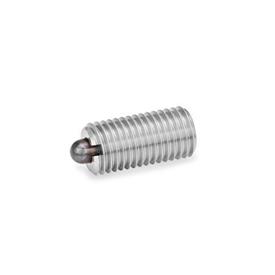 GN 616 Stainless Steel Spring Plungers, with Bolt Type: SN - Bolt stainless steel, standard spring load