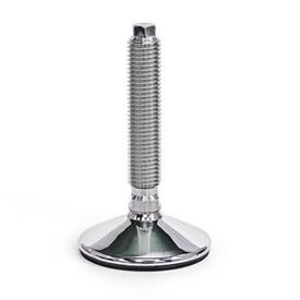GN 17 Leveling Feet, Stainless Steel AISI 304, FDA compliant Versions of threaded studs: V - Without nut, external hex at the top and wrench flat at the bottom
