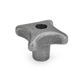 DIN 6335 Hand Knobs, Cast Iron Material: GG - Cast iron<br />Type: D - With threaded through bore