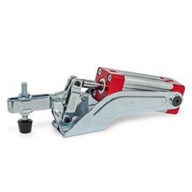 GN 860 Toggle Clamps, Steel, Pneumatic Type: CP - Forked clamping arm, with two flanged washers and clamping screw GN 708.1