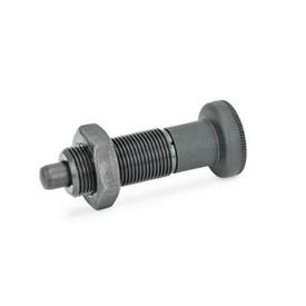 GN 613 Indexing Plungers, Steel / Plastic Knob Material: ST - Steel<br />Type: AK - With knob, with lock nut