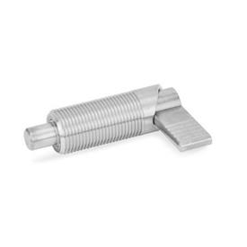 GN 612 Cam Action Indexing Plungers, Stainless Steel Type: A - without plastic cap, without lock nut<br />Material: NI - Stainless steel