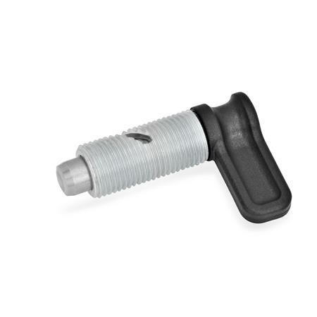 Cam Action Indexing Plungers GN 712: Steel, Latch Plastic, Plunger Pin in Standard Position Protruded