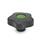 GN 5337.7 Volantini di serraggio a stella, plastica, boccola filettata acciaio INOX, con calottine colorate Tipo: E - Con calottina (foro cieco filettato)
Colore della calottina: DGN - Verde, RAL 6017, finitura mat